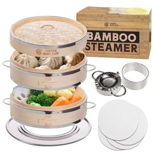 10 Inch 2 Tier Bamboo Steamer Kit
