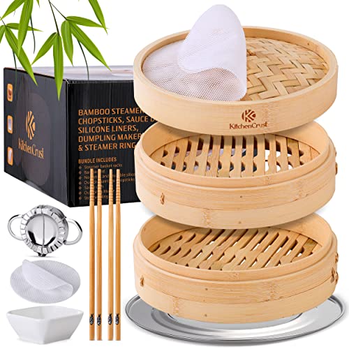 Bamboo 2-Tier Steamer Basket Set - 10-Inch Asian Cuisine