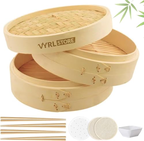 10 inch Bamboo Steamer Set - Ideal for Asian Cuisine