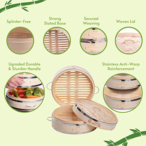 10 Inch 2 Tier Bamboo Steamer Kit