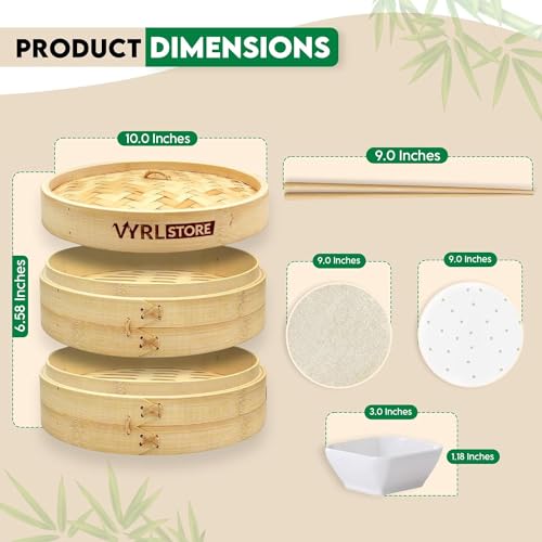10 inch Bamboo Steamer Set - Ideal for Asian Cuisine