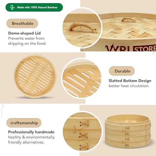 10 inch Bamboo Steamer Set - Ideal for Asian Cuisine