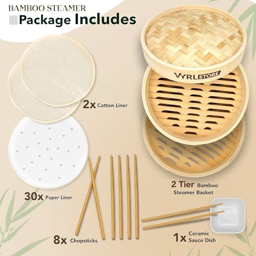 10 inch Bamboo Steamer Set - Ideal for Asian Cuisine