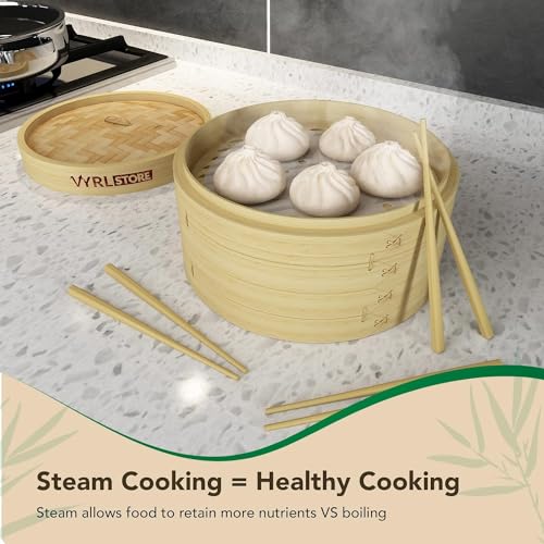 10 inch Bamboo Steamer Set - Ideal for Asian Cuisine