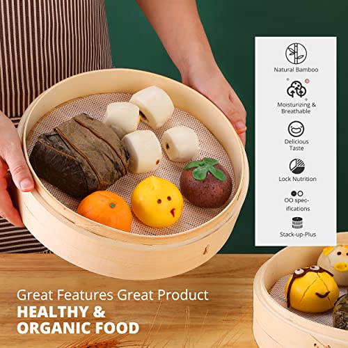 Bamboo 2-Tier Steamer Basket Set - 10-Inch Asian Cuisine