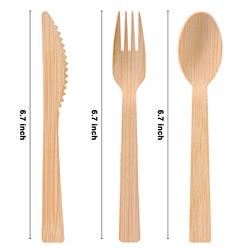 Biodegradable Bamboo Cutlery Set with Pre Rolled Napkins