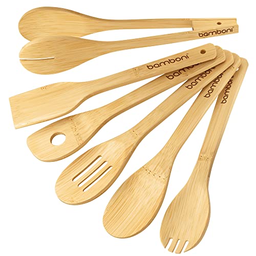 BAMBONI Bamboo Utensils Set - Organic Kitchen Tools