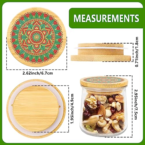 8 Pack Bamboo Yogurt Jar Lids with Mandala Patterns