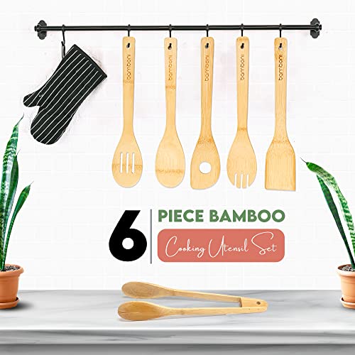 BAMBONI Bamboo Utensils Set - Organic Kitchen Tools