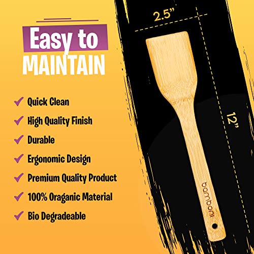 BAMBONI Bamboo Utensils Set - Organic Kitchen Tools
