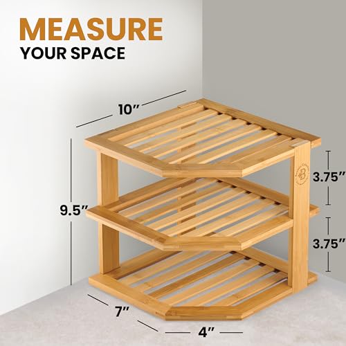 Bamboo Corner Shelf Organizer - Kitchen & Bathroom