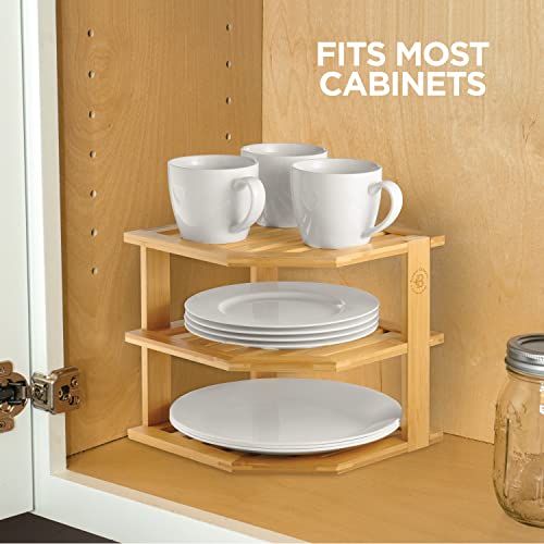 Bamboo Corner Shelf Organizer - Kitchen & Bathroom