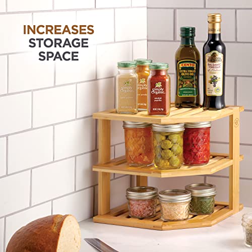 Bamboo Corner Shelf Organizer - Kitchen & Bathroom