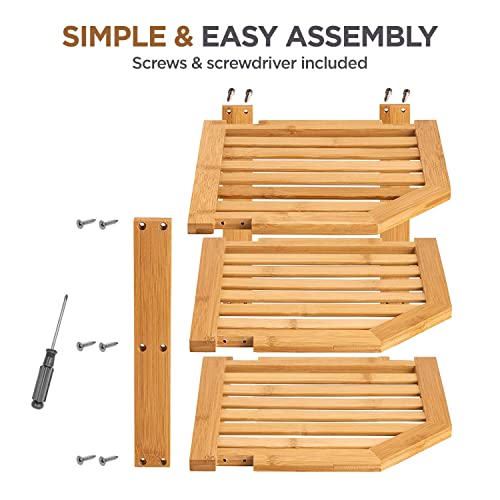 Bamboo Corner Shelf Organizer - Kitchen & Bathroom