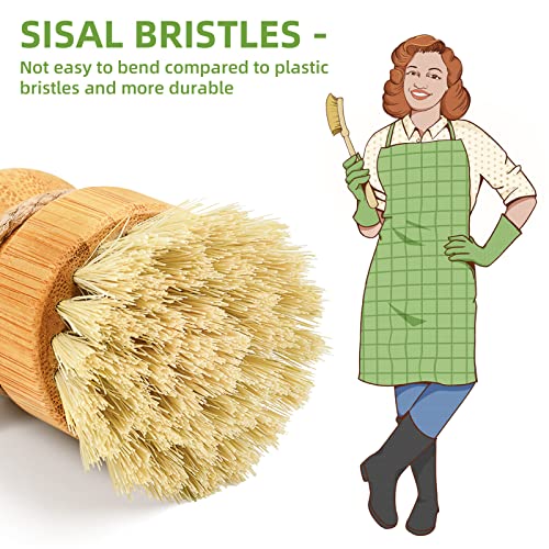 Subekyu Bamboo Kitchen Scrub Brush Set