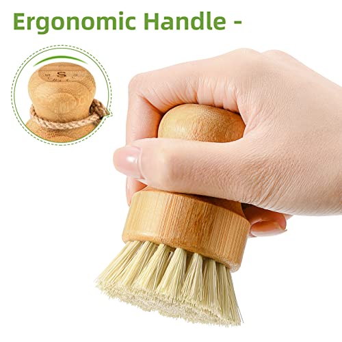 Subekyu Bamboo Kitchen Scrub Brush Set