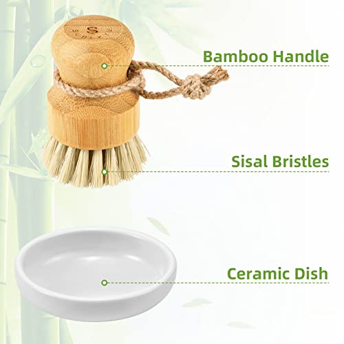 Subekyu Bamboo Kitchen Scrub Brush Set