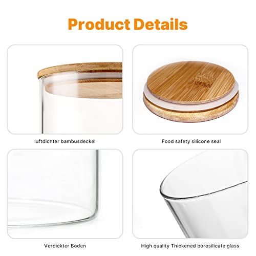Set of 5 Glass Bamboo Lid Storage Jars