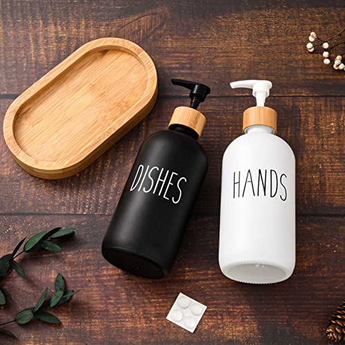 HULISEN Bamboo Soap Dispenser Set with Tray