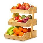 Bamboo 3 Tier Fruit Basket - 33+ Lbs Capacity