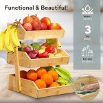 Bamboo 3 Tier Fruit Basket - 33+ Lbs Capacity