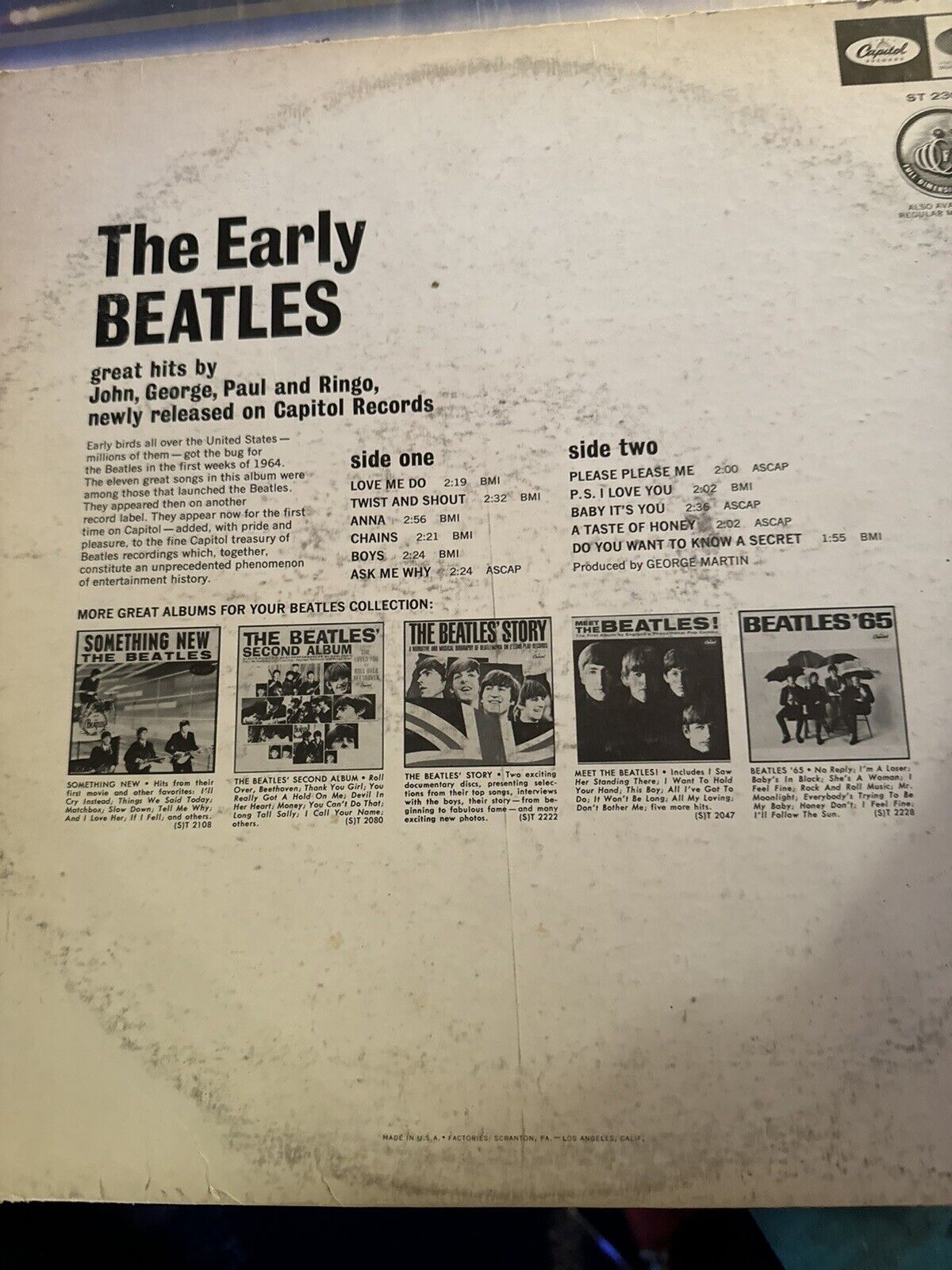 The Beatles - The Early Beatles LP, Comp, RE, Jac Apple Records ST 2309 1971 US