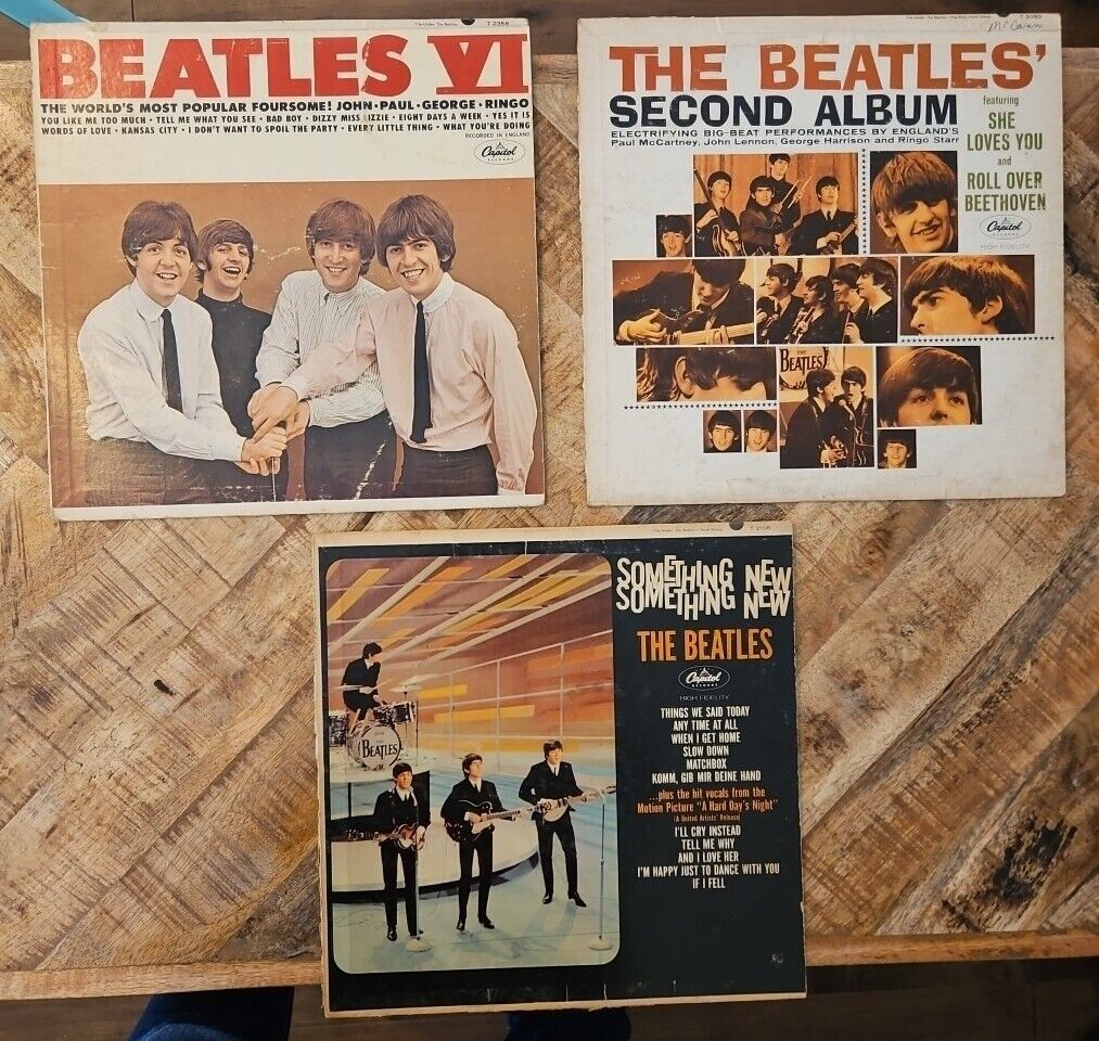 3 Beatles Vinyls: Beatles VI/Second Album/Something New MONO G/G