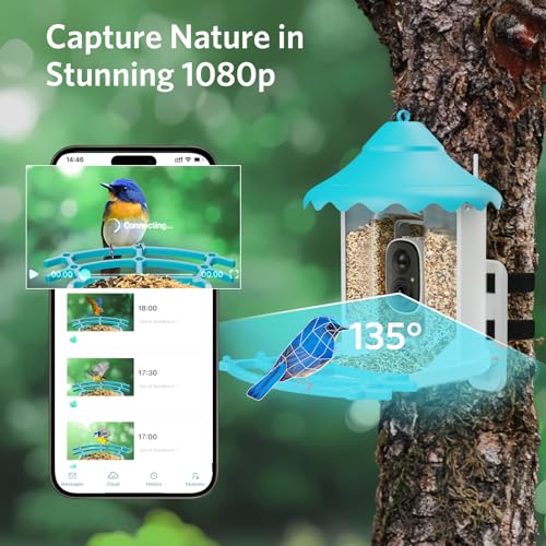 Smart Bird Feeder Camera with 135° HD View