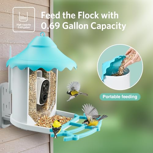Smart Bird Feeder Camera with 135° HD View