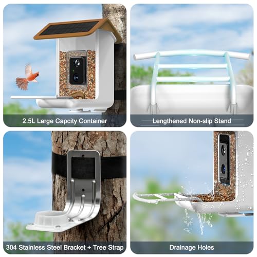 Smart Bird Feeder Camera with AI and HD Video