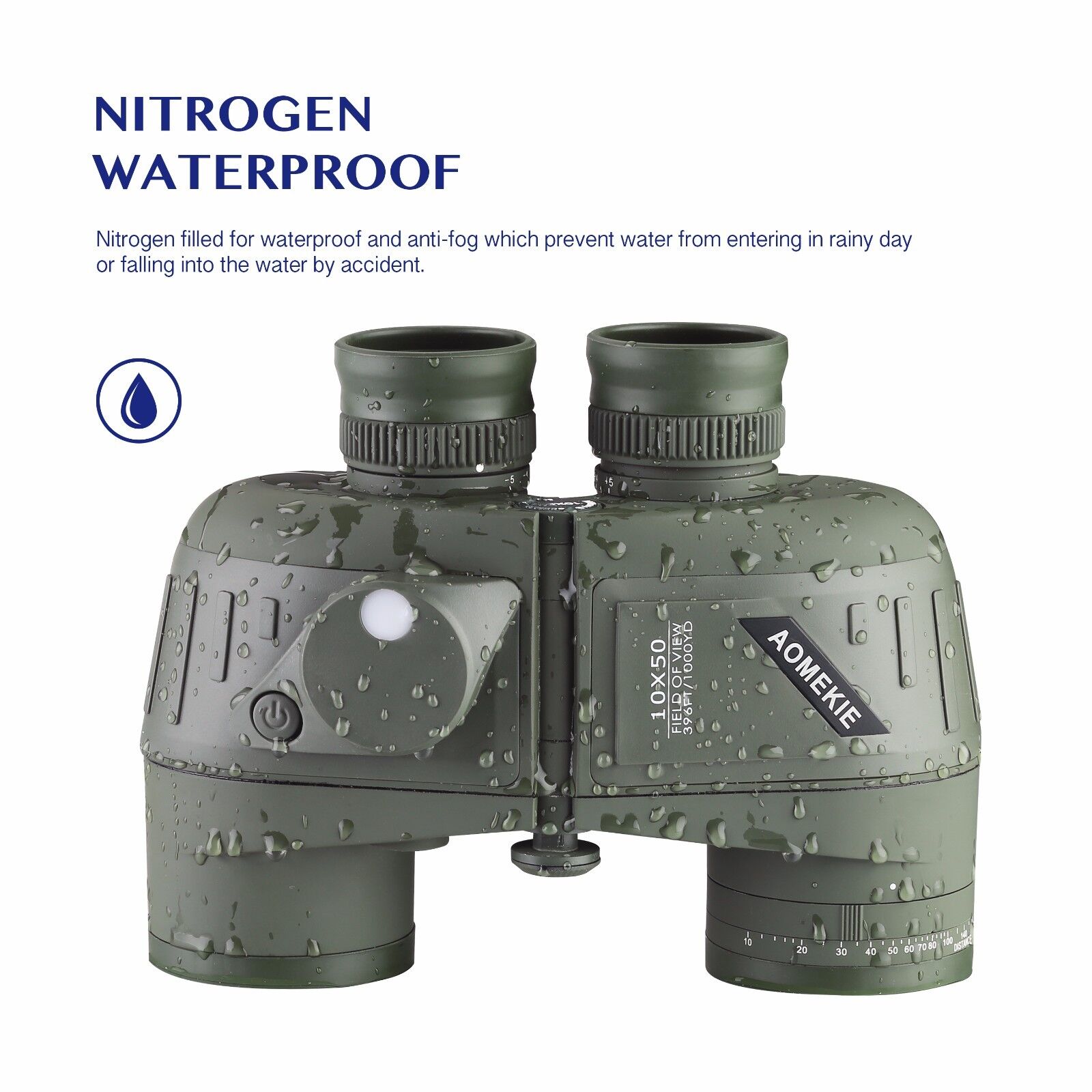 10X50 Waterproof Binoculars with Rangefinder Compass
