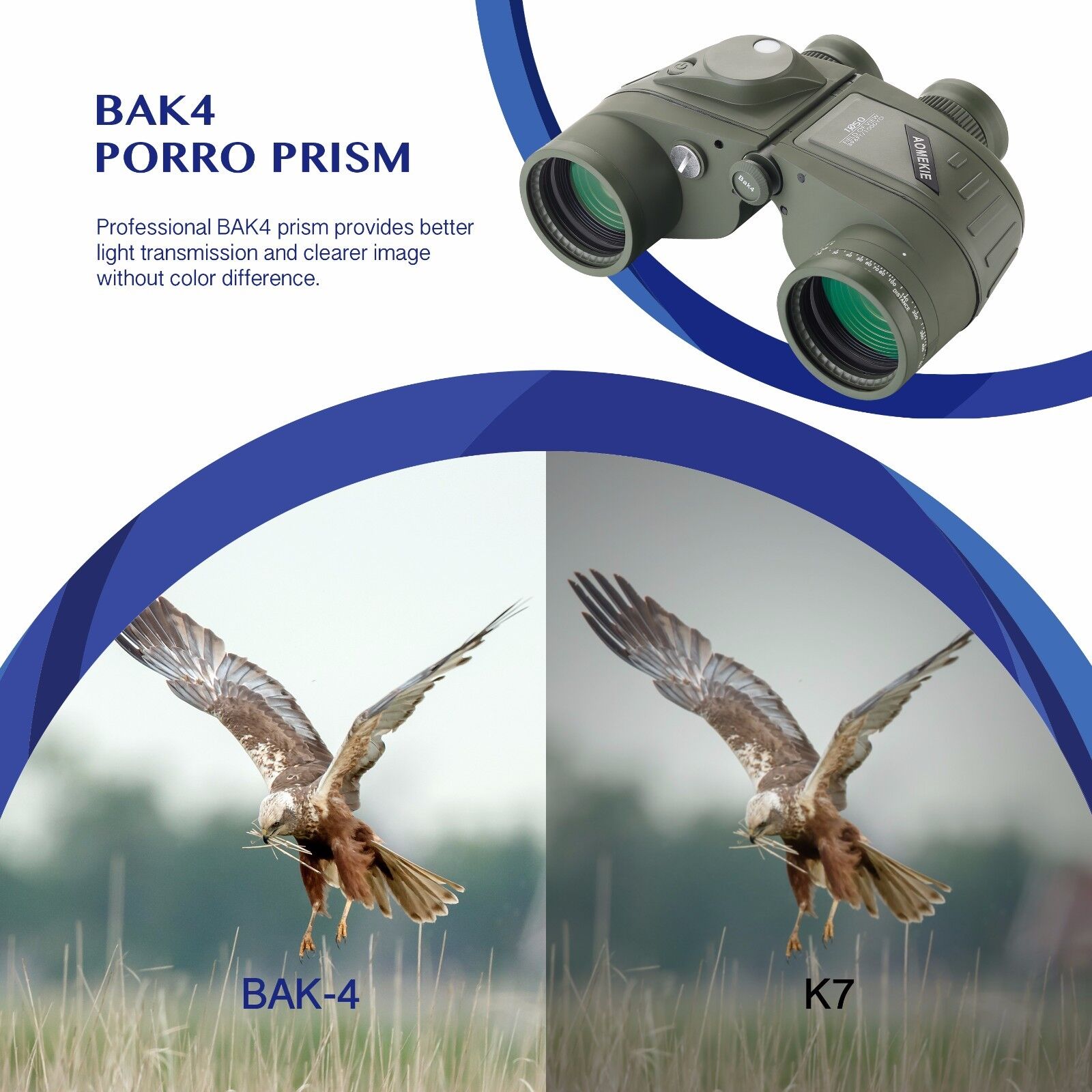 10X50 Waterproof Binoculars with Rangefinder Compass