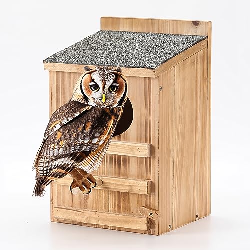 Wooden Owl Nesting Box with Stand for Easy Setup