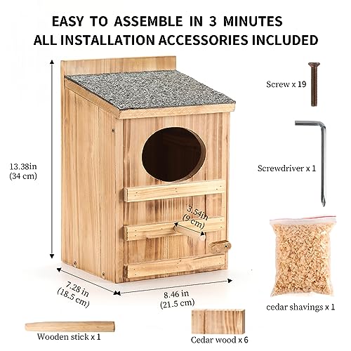 Wooden Owl Nesting Box with Stand for Easy Setup