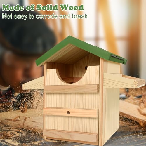 Wooden Screech Owl House with Bird Stand 9