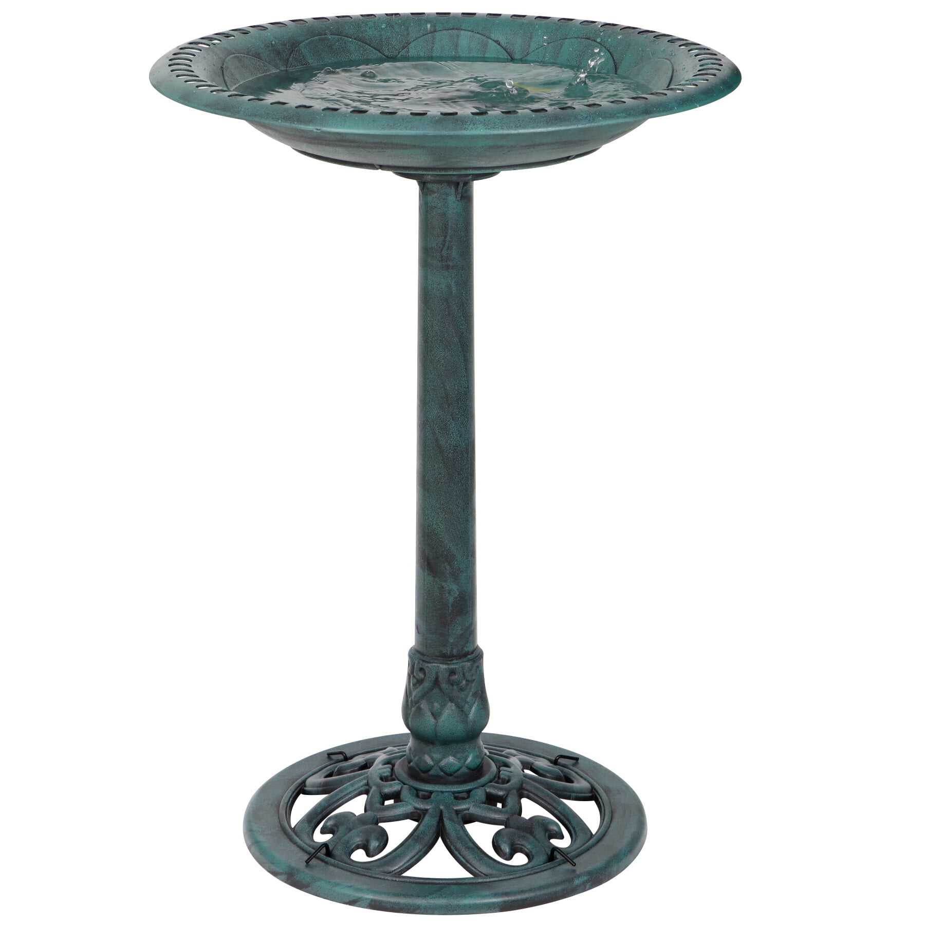 ZENY 28" Vintage Green Freestanding Bird Bath