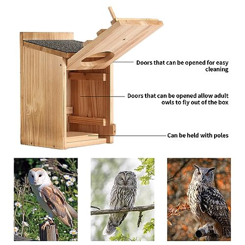 Wooden Owl Nesting Box with Stand for Easy Setup