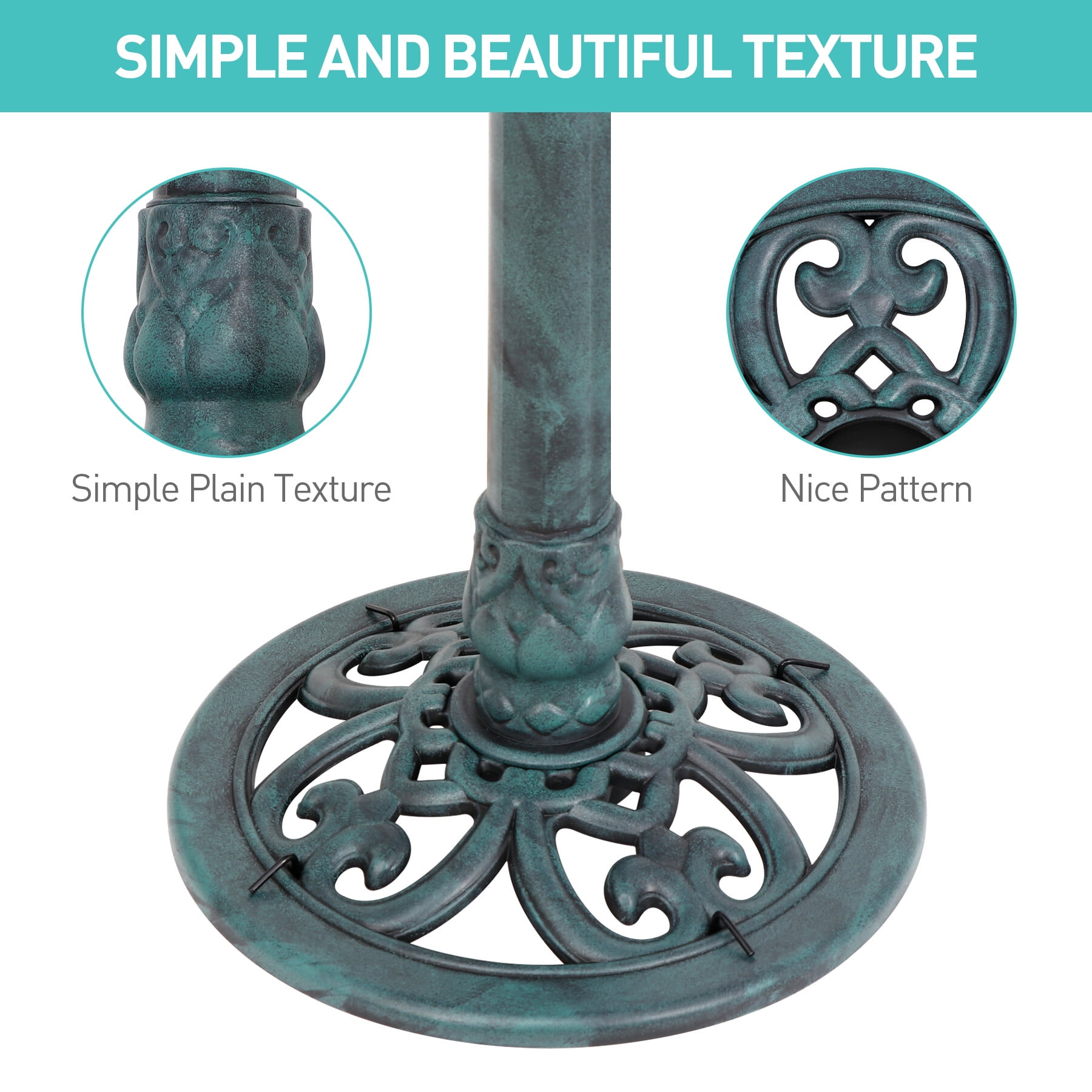 ZENY 28" Vintage Green Freestanding Bird Bath
