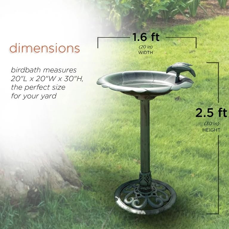 31" Outdoor Antique Flower Birdbath with Birds
