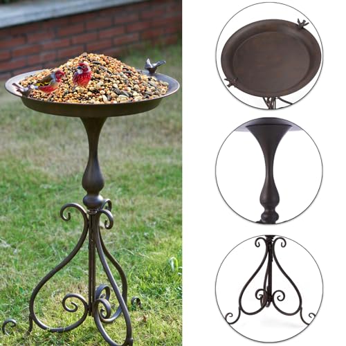 Metal Bird Bath with Stand for Outdoor Decor