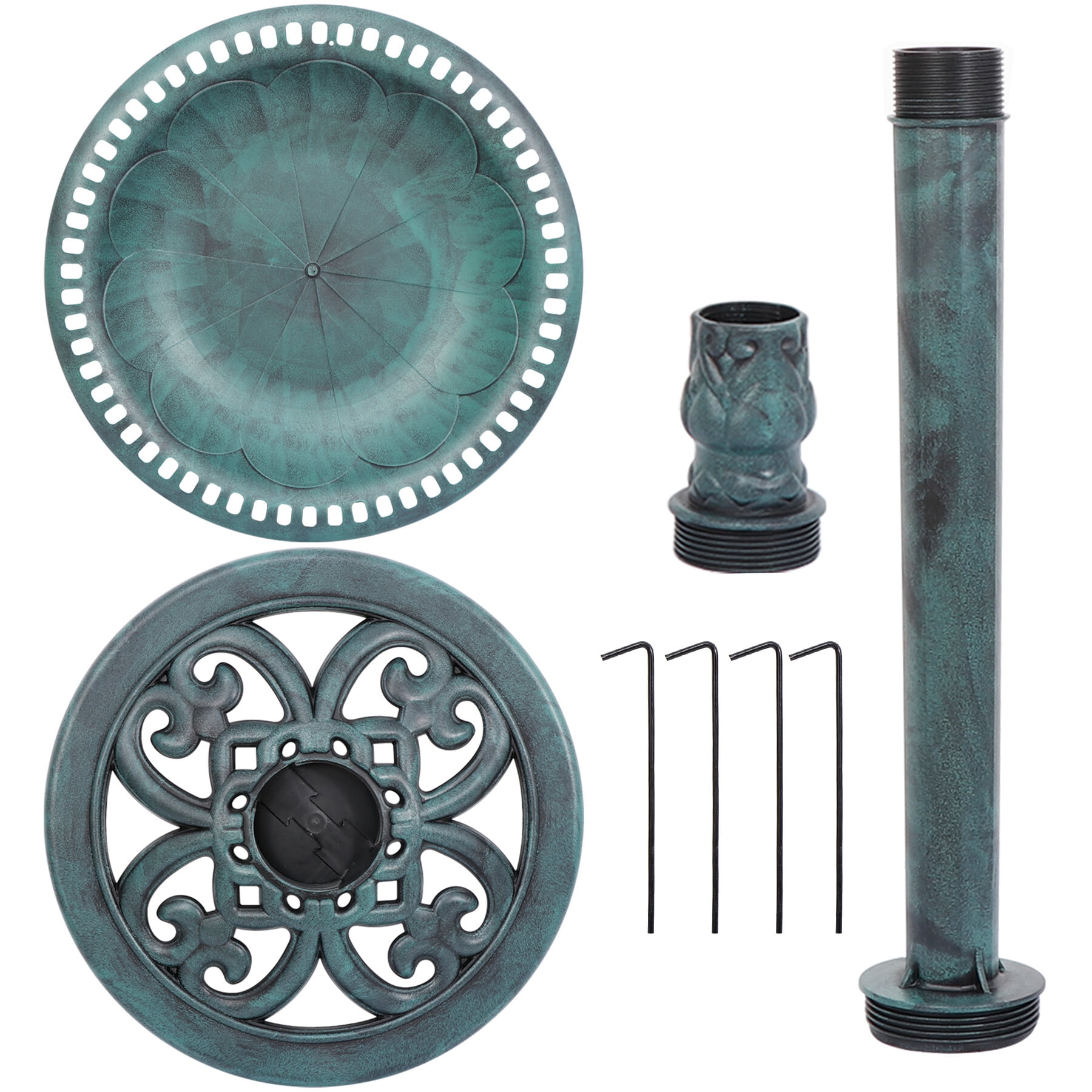 ZENY 28" Vintage Green Freestanding Bird Bath