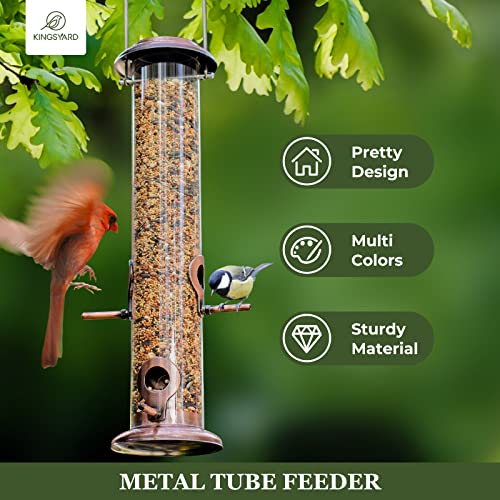 Kingsyard Hanging Tube Bird Feeder, Weatherproof Copper