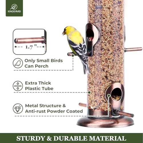 Kingsyard Hanging Tube Bird Feeder, Weatherproof Copper