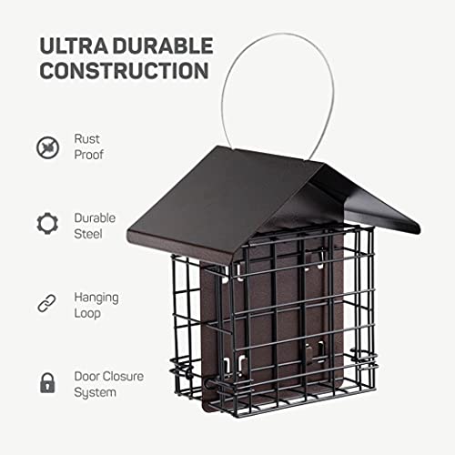 Double Capacity Suet Bird Feeder with Metal Roof