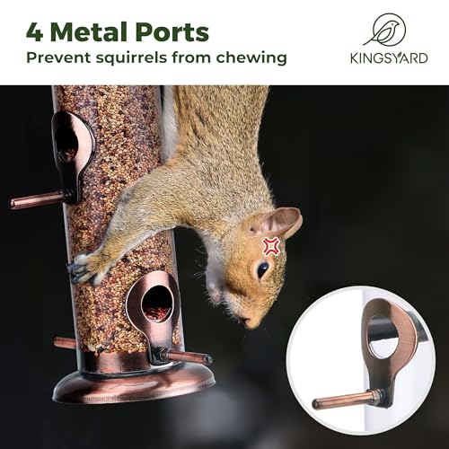 Kingsyard Hanging Tube Bird Feeder, Weatherproof Copper