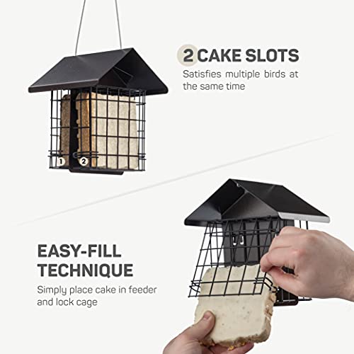 Double Capacity Suet Bird Feeder with Metal Roof