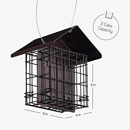 Double Capacity Suet Bird Feeder with Metal Roof