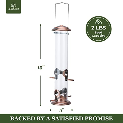 Kingsyard Hanging Tube Bird Feeder, Weatherproof Copper