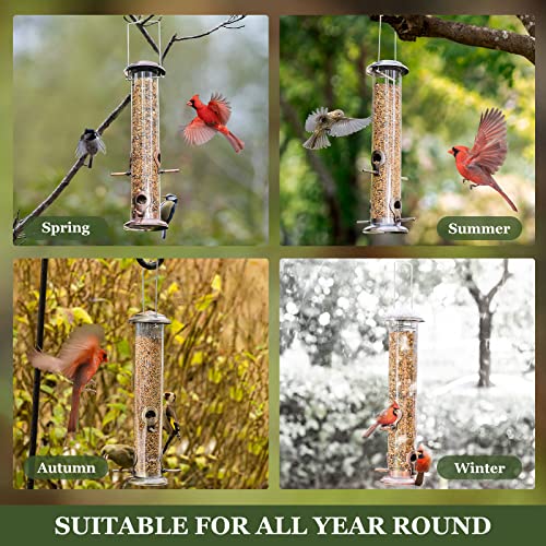 Kingsyard Hanging Tube Bird Feeder, Weatherproof Copper