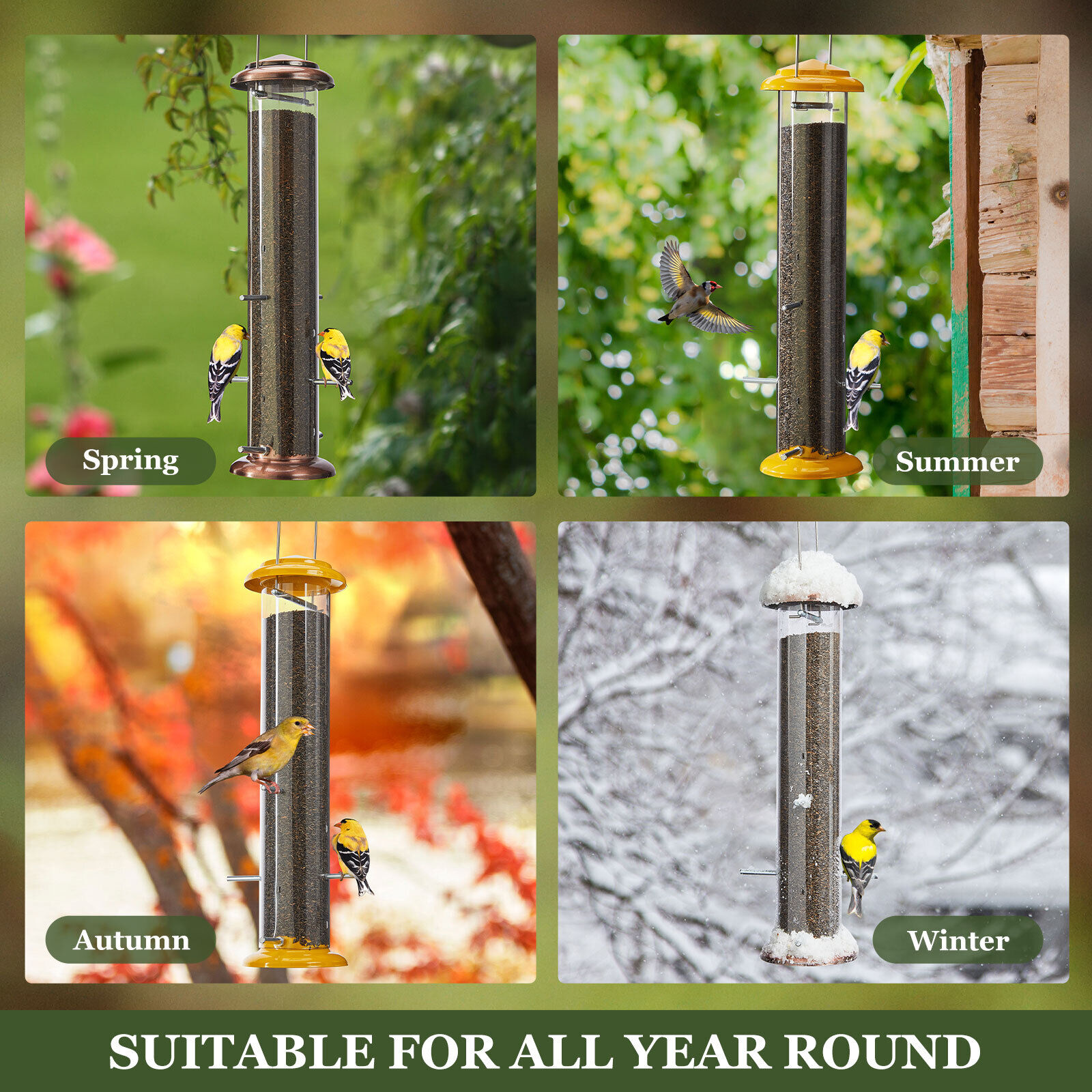 Squirrel-Proof Metal Finch Feeder for Wild Birds